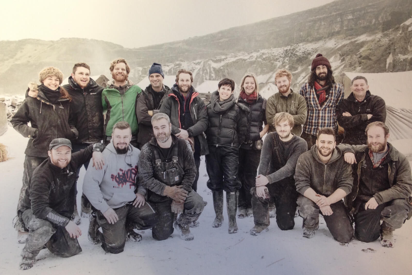 With the set dressing team out in the fake snow of Stannis' Camp. Game of Thrones, Season 4 (2013)